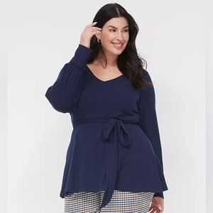 Belted Brush Ribbed Blouson Tunic (S97)